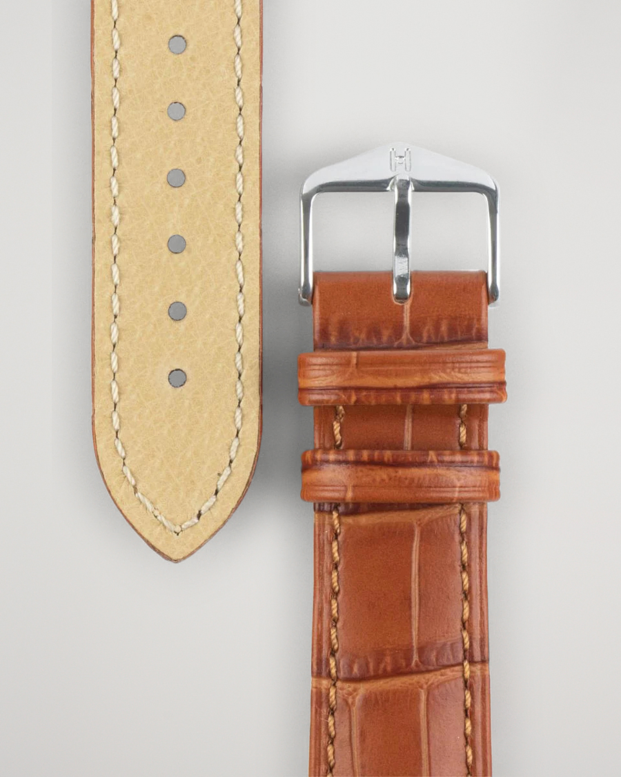 Men |  | HIRSCH | Duke Embossed Leather Watch Strap Honey Brown