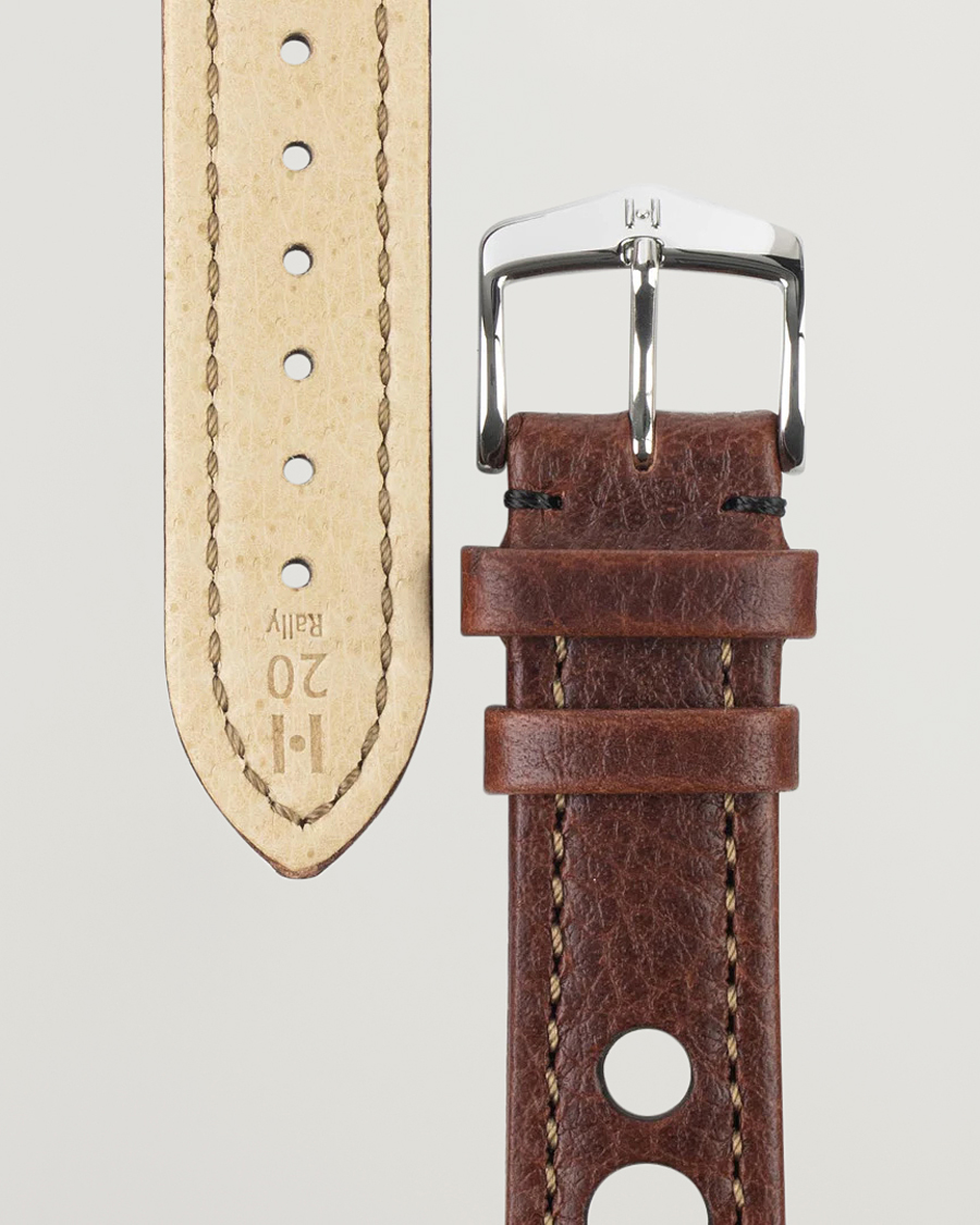 Herr |  | HIRSCH | Rally Natural Leather Racing Watch Strap Brown