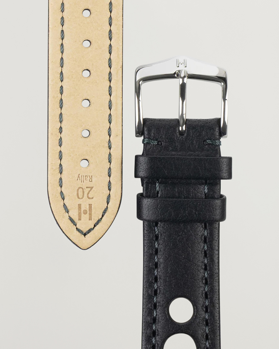 Herr |  | HIRSCH | Rally Natural Leather Racing Watch Strap Black