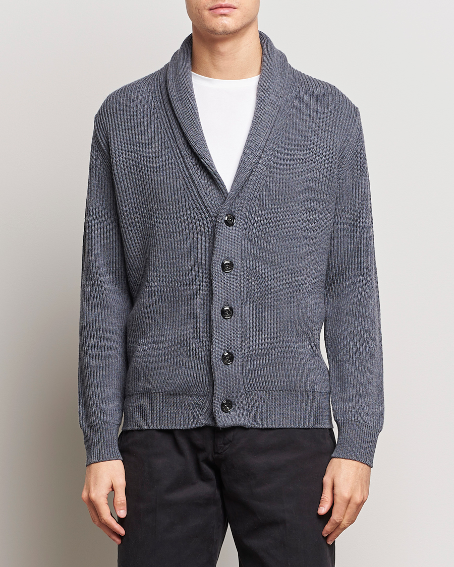 Men | Sweaters & Knitwear | Altea | Shawl Collar Cardigan Charcoal