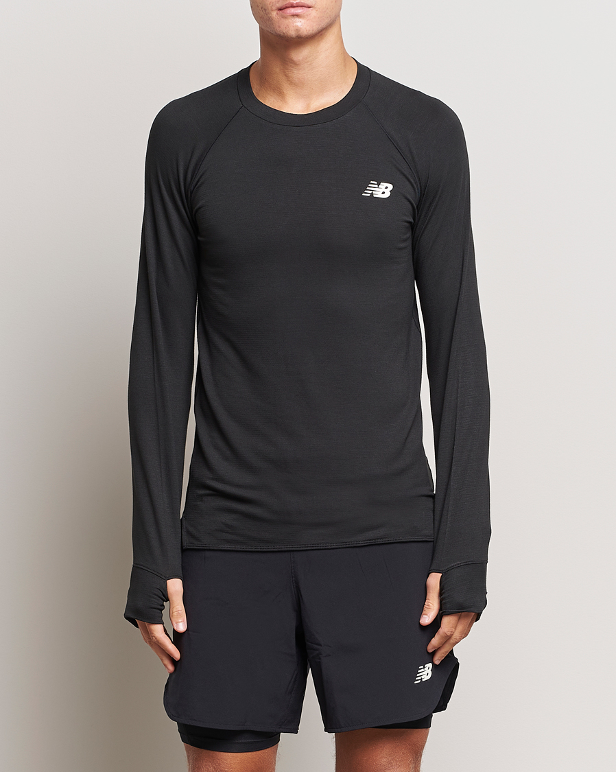 Men | Clothing | New Balance | Running Q Speed Jacquard Long Sleeve T-Shirt Black