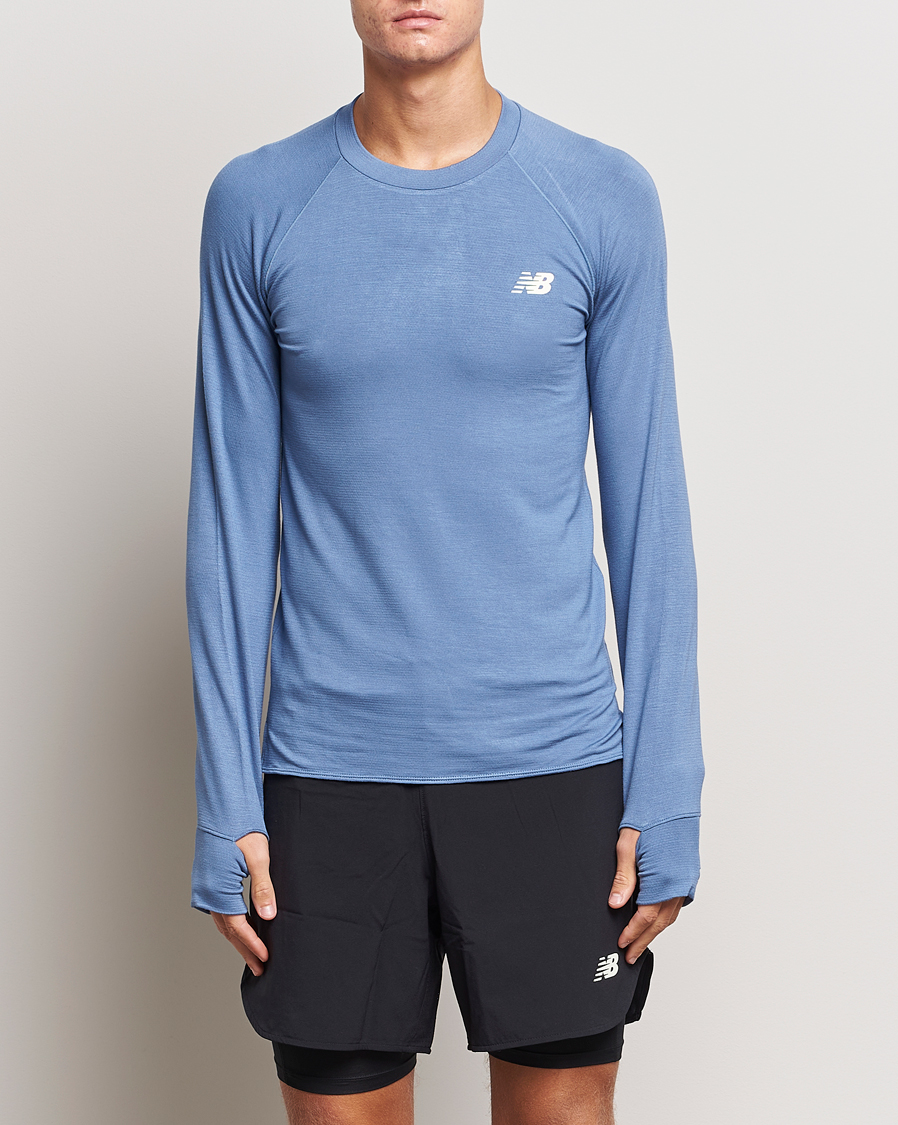 Men | Clothing | New Balance | Running Q Speed Jacquard Long Sleeve T-Shirt Mercury Blue