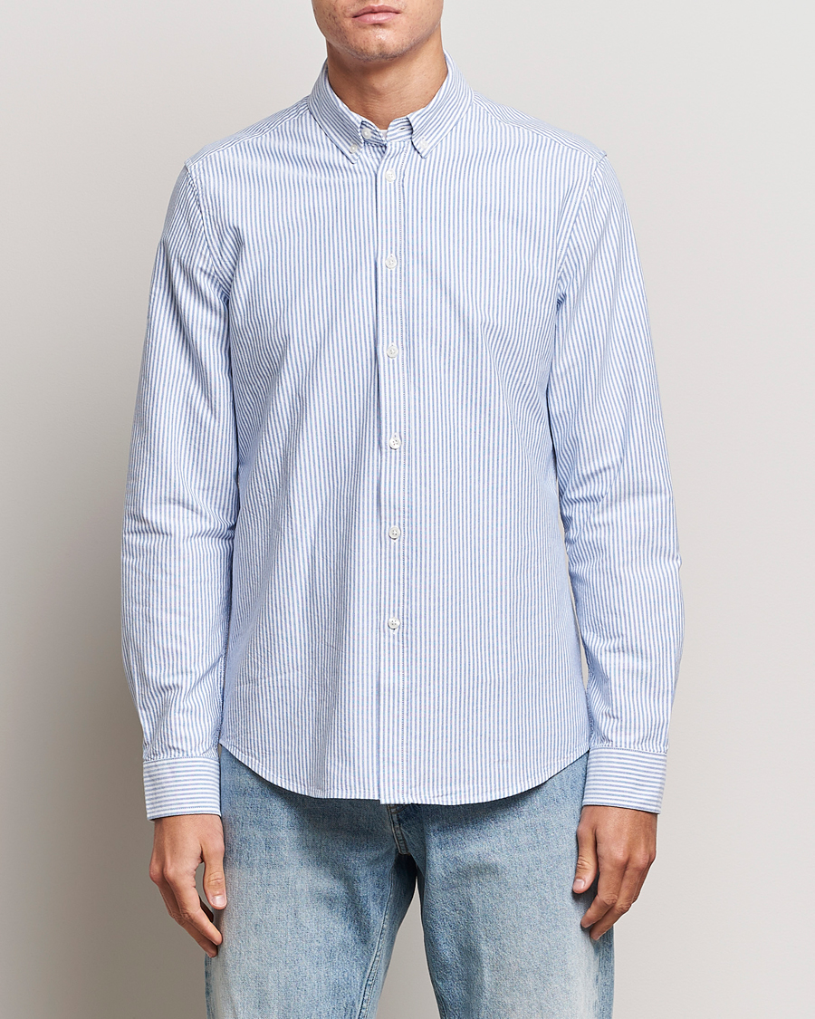 Men |  | Samsøe Samsøe | Liam Striped Button Down Shirt  Blue/White
