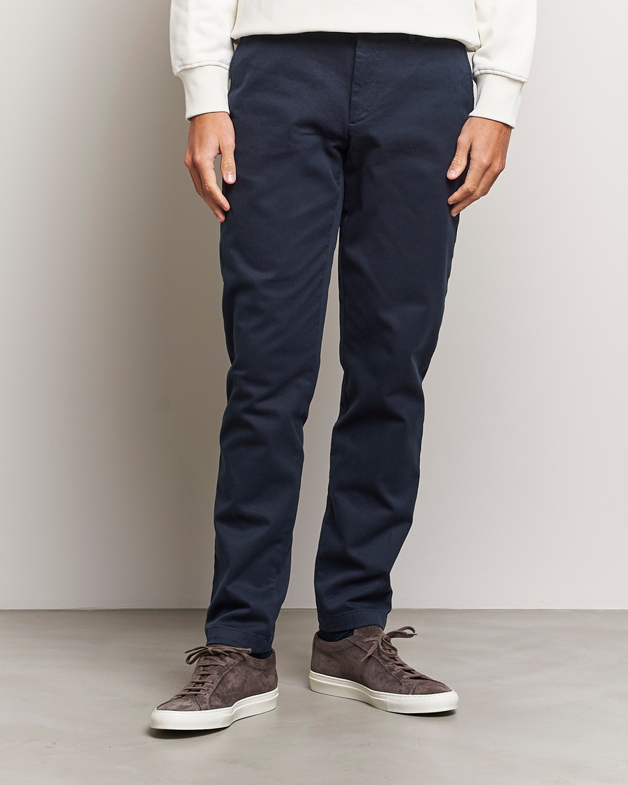 Men | Flannel Trousers | J.Lindeberg | Chaze Flannel Twill Pants Navy