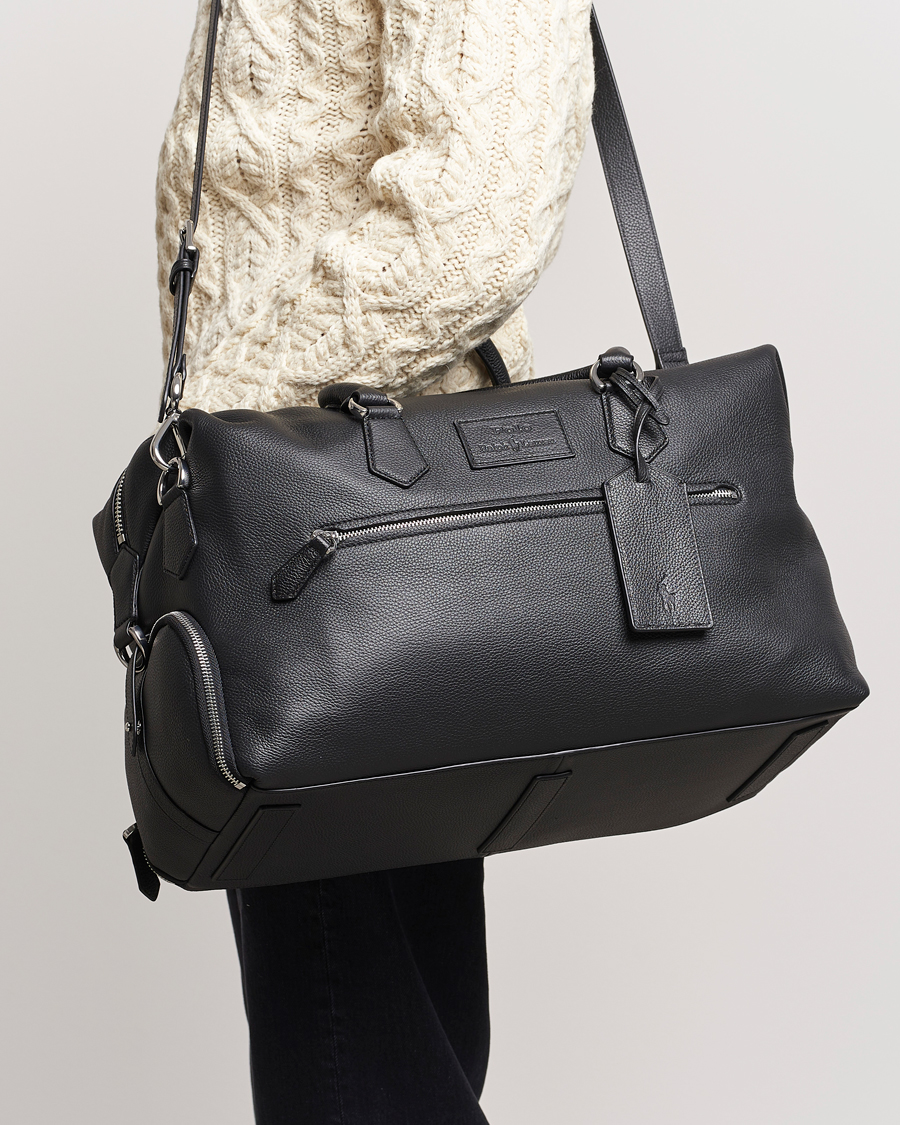 Men | Weekend Bags | Polo Ralph Lauren | Pebbled Leather Dufflebag Black