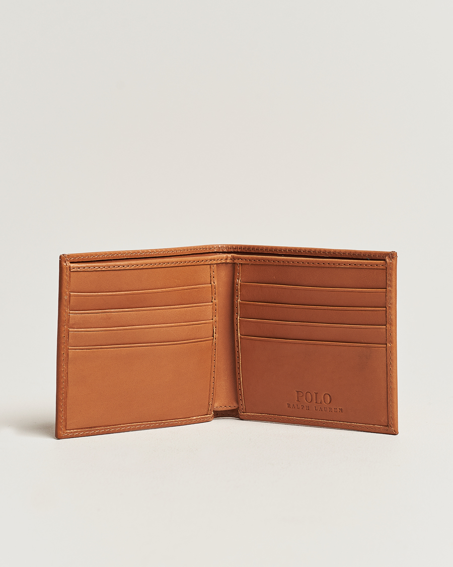 Men | Bi-fold & Zip Wallets | Polo Ralph Lauren | Heritage Letaher Billfold Wallet Tan