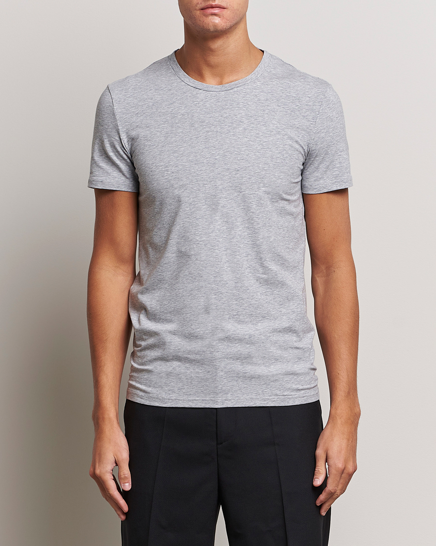 Men | T-Shirts | Zegna | Stretch Cotton Round Neck T-Shirt Grey Melange