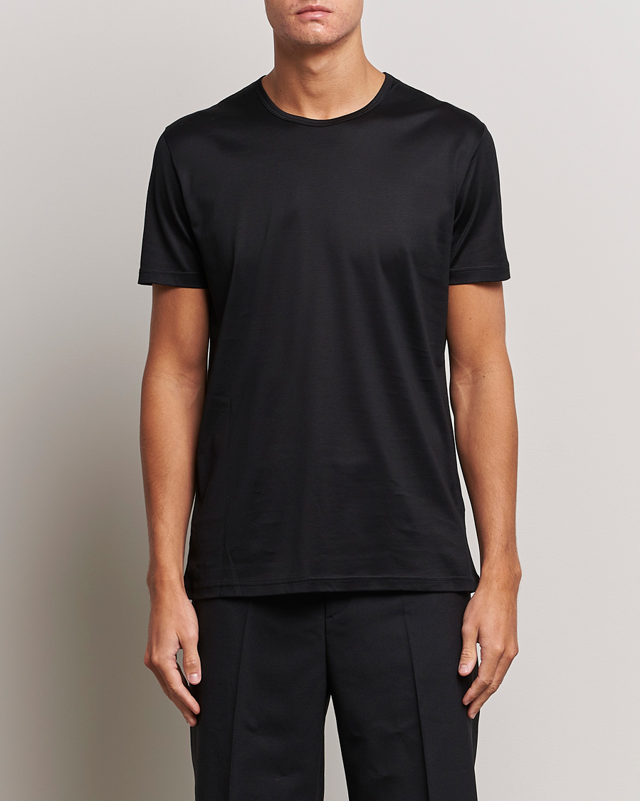 Men | Clothing | Zegna | Filoscozia Pure Cotton Round Neck T-Shirt Black