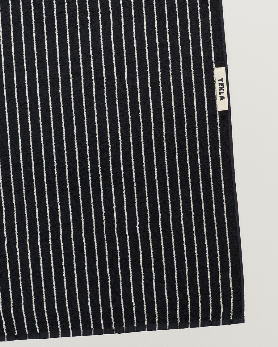 Men | Towels | Tekla | Organic Terry Hand Towel Black Stripe
