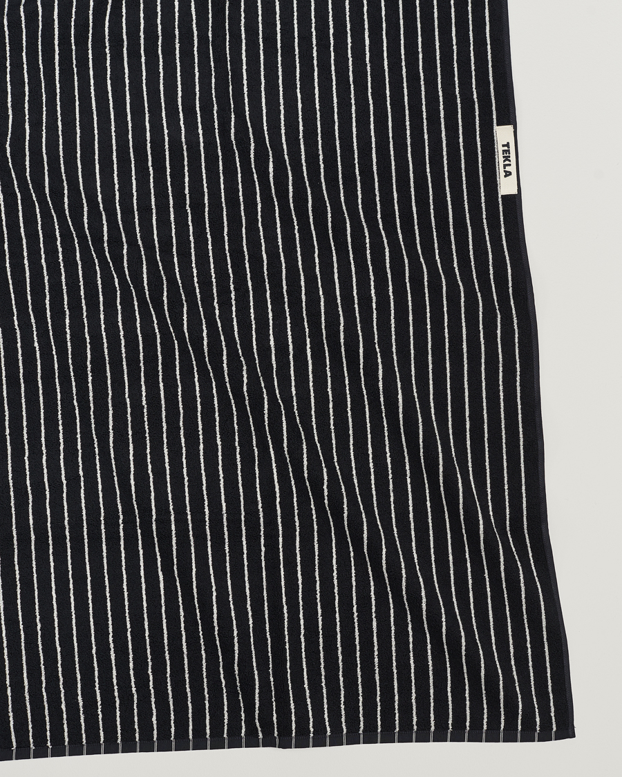Men | Tekla | Tekla | Organic Terry Bath Towel Black Stripe