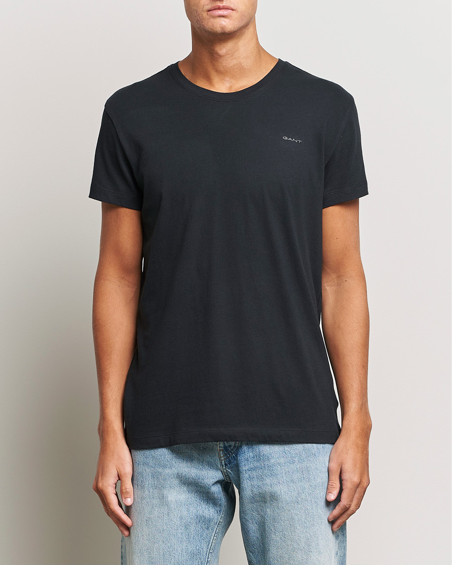 Men | Black t-shirts | GANT | 2-Pack Crew Neck T-Shirt Black/White