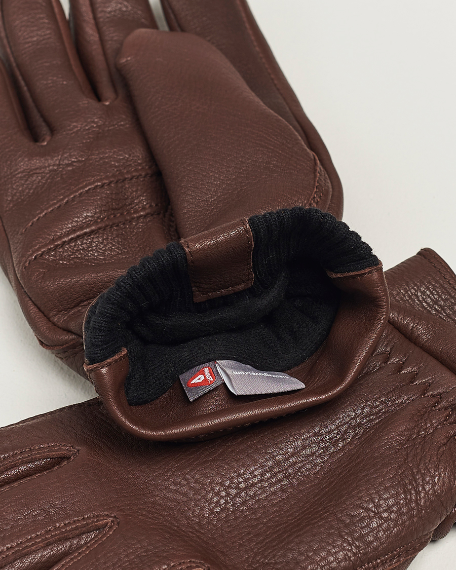 Men | Hestra | Hestra | Kjetil Deerskin Rib Knitted Cuff Glove Chocolate