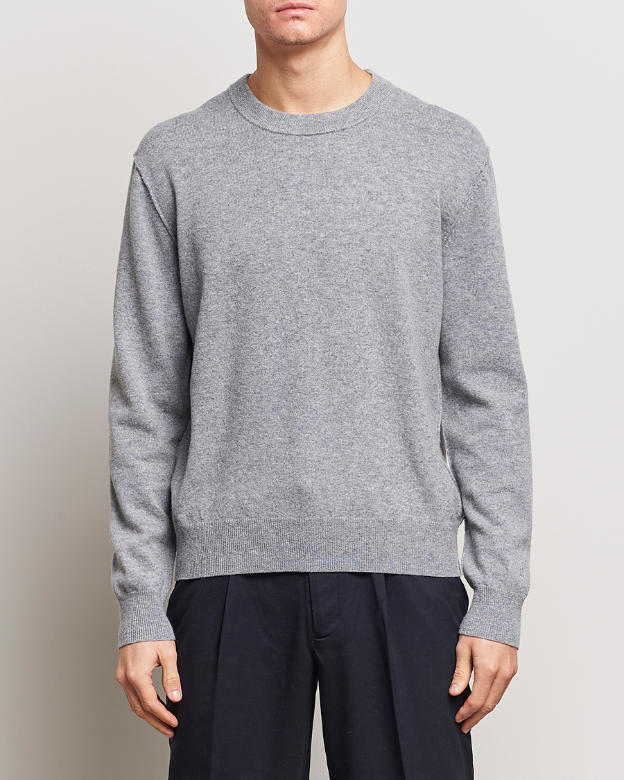 Men | Filippa K | Filippa K | 93 Knitted Lambswool Crew Neck Sweater Grey Melange