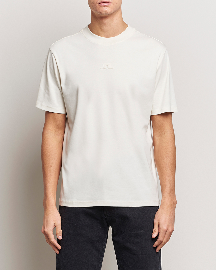 Men | T-Shirts | J.Lindeberg | Adnan Logo Mock Neck T-Shirt Cloud White
