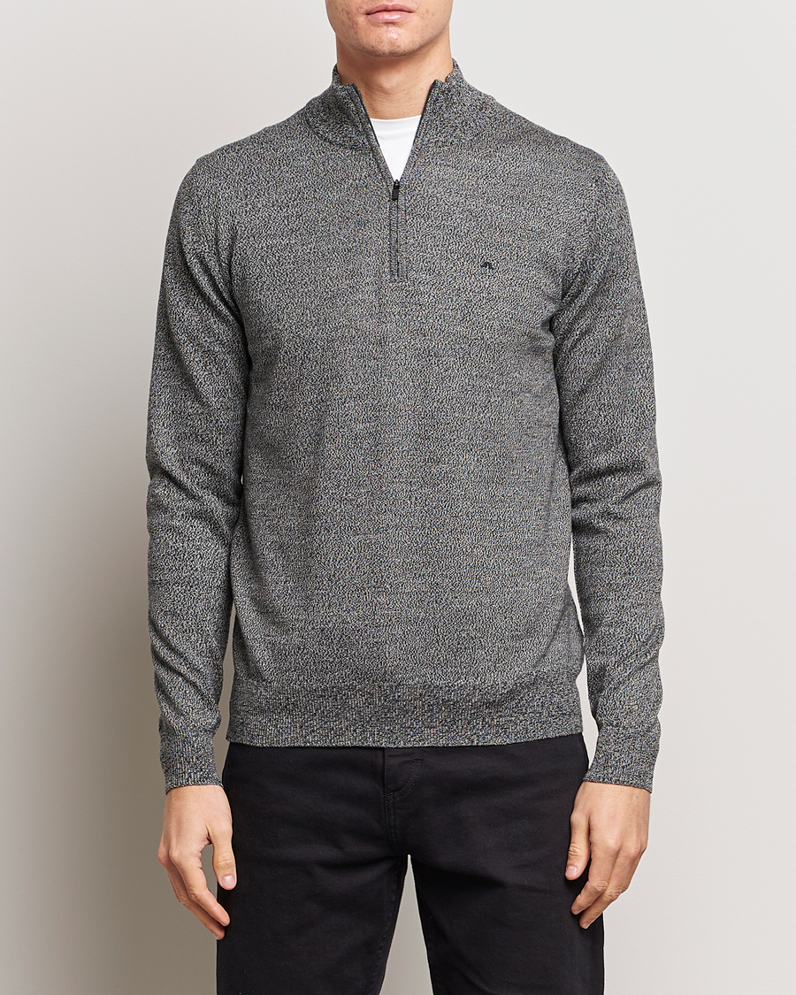 Herr |  | J.Lindeberg | Kiyan Quarter Zip Wool Sweater Black Melange
