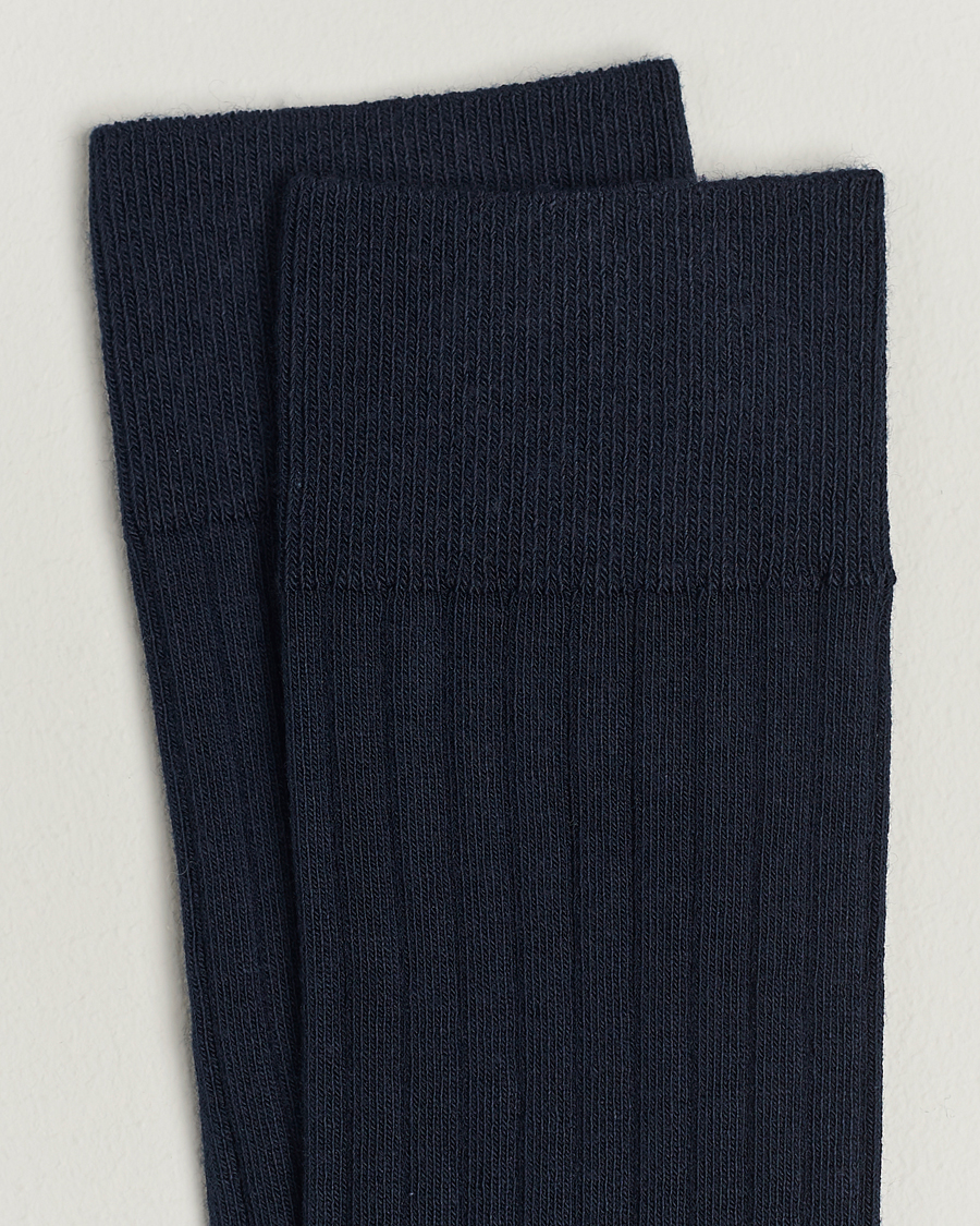 Men | Everyday Socks | A Day\'s March | Ribbed Cotton Socks Navy