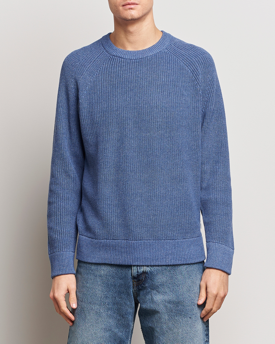 Men | Knitted Jumpers | NN07 | Jacobo Cotton Crewneck Sweater Gray Blue