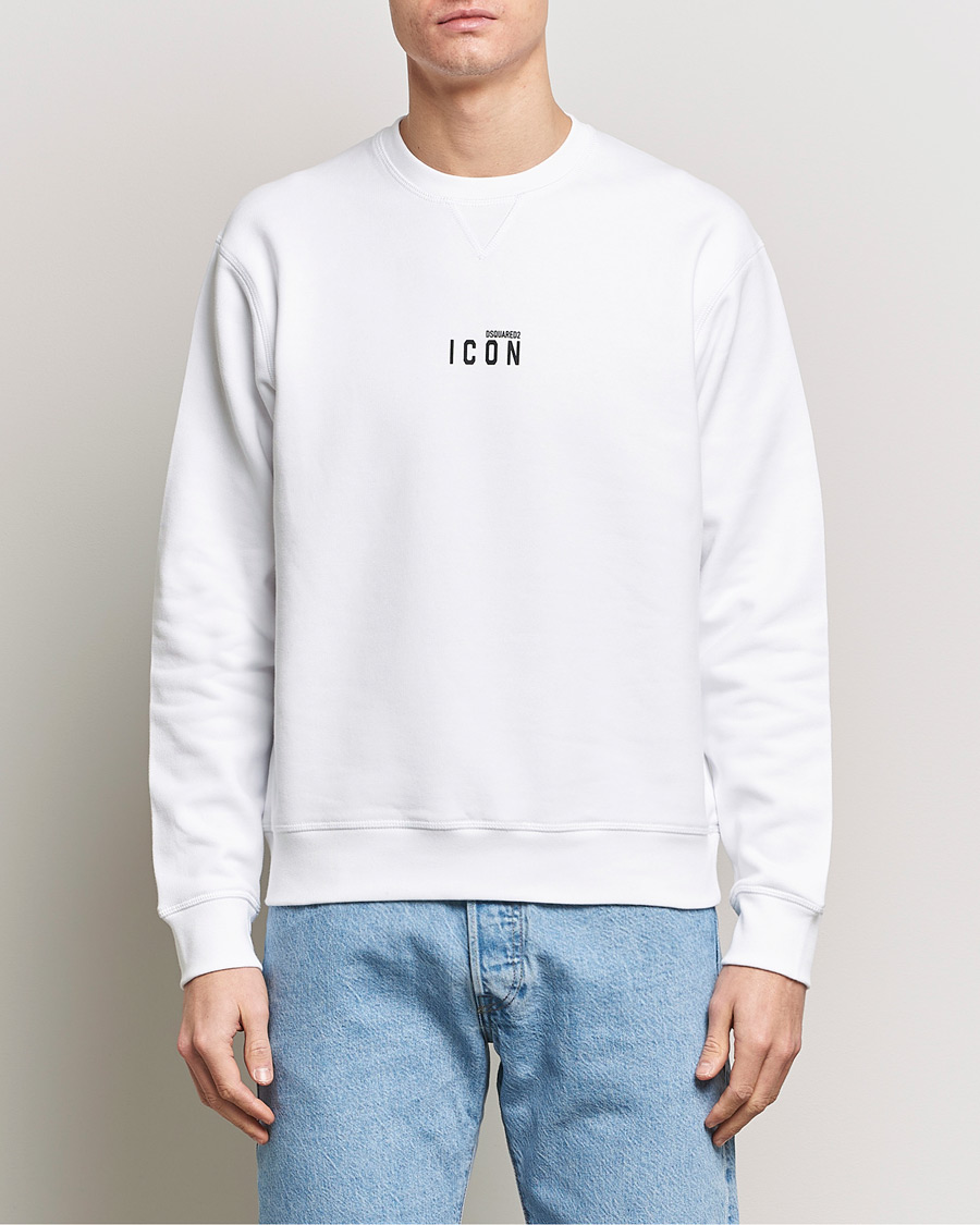 Men | Sweaters & Knitwear | Dsquared2 | Icon Small Logo Crew Neck Sweatshirt White