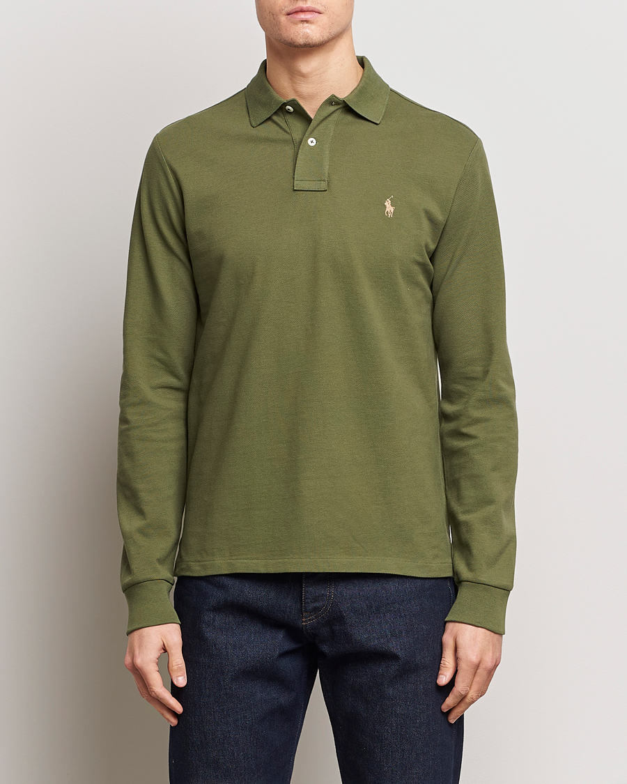 Men | Polo Shirts | Polo Ralph Lauren | Custom Slim Fit Long Sleeve Polo Dark Sage