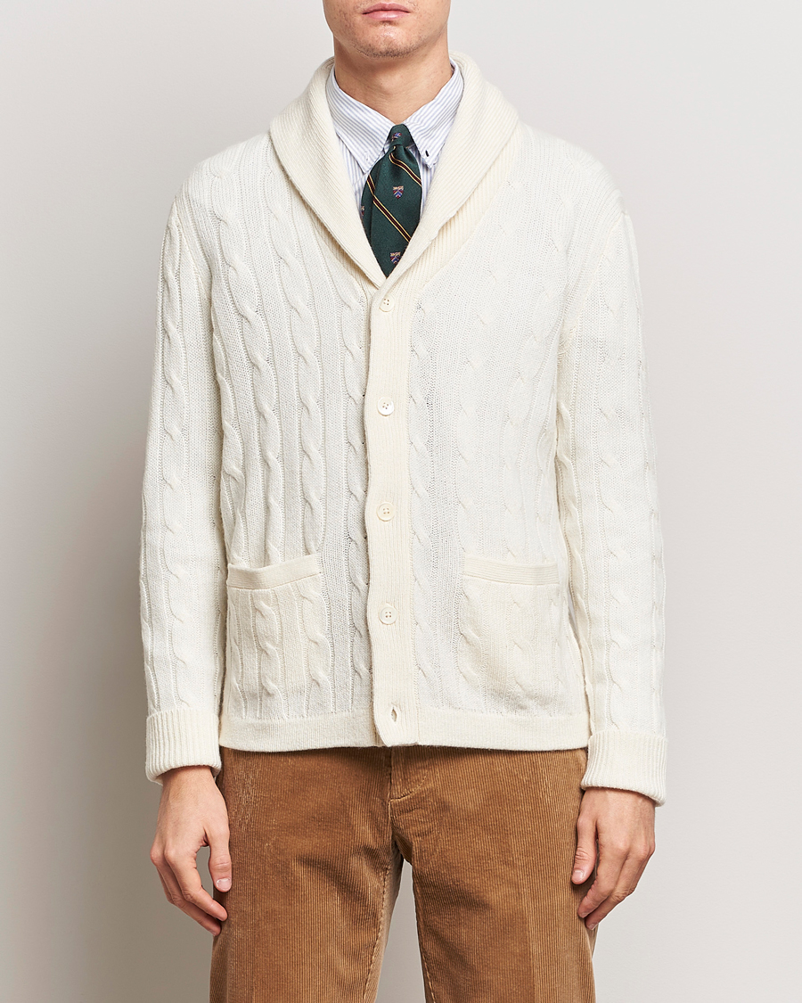 Men | Gifts | Polo Ralph Lauren | Cashmere Cable Shawl Collar Cardigan Cream