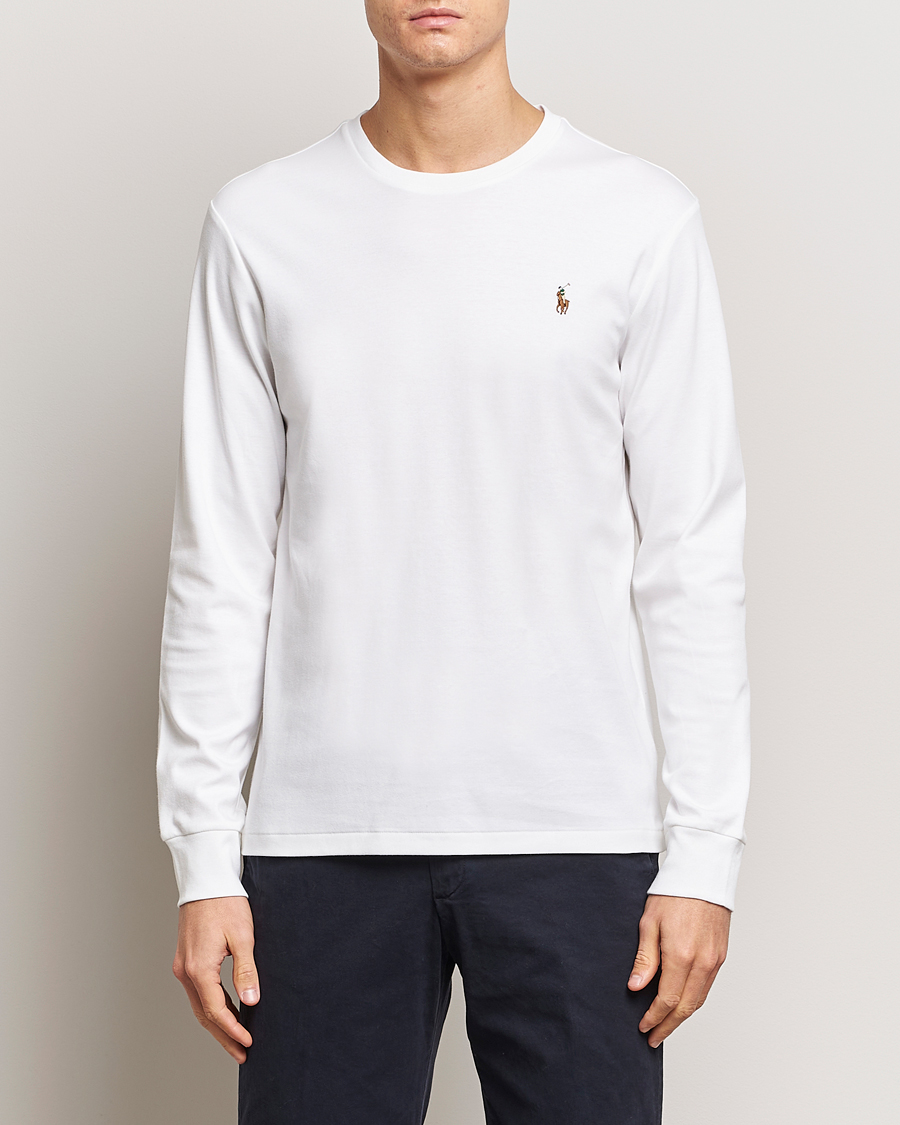 Men | Long Sleeve T-shirts | Polo Ralph Lauren | Luxury Pima Cotton Long Sleeve T-Shirt White