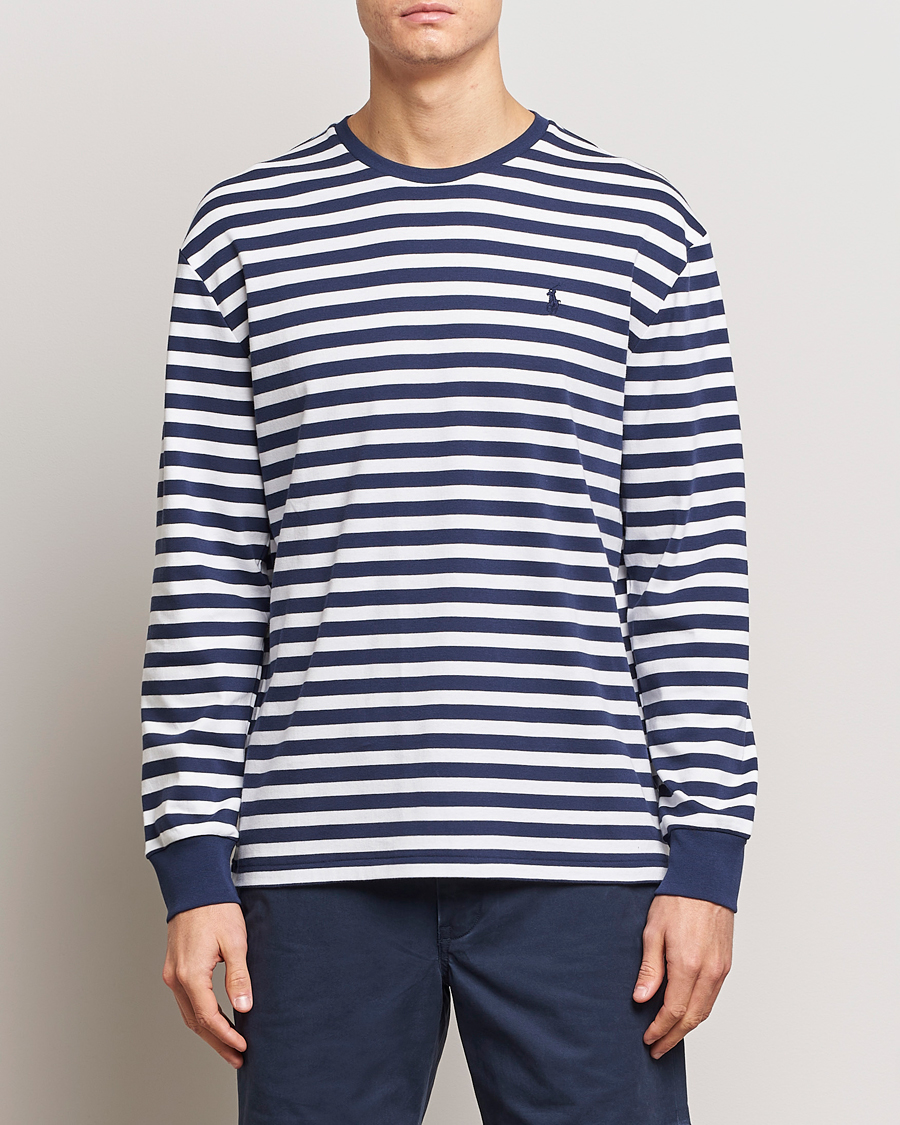 Men | Long Sleeve T-shirts | Polo Ralph Lauren | Striped Long Sleeve T-Shirt Refined Navy/White