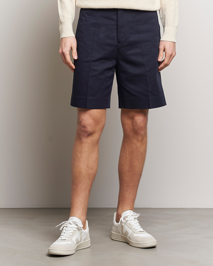Men |  | Filippa K | Cotton/Linen Shorts Navy