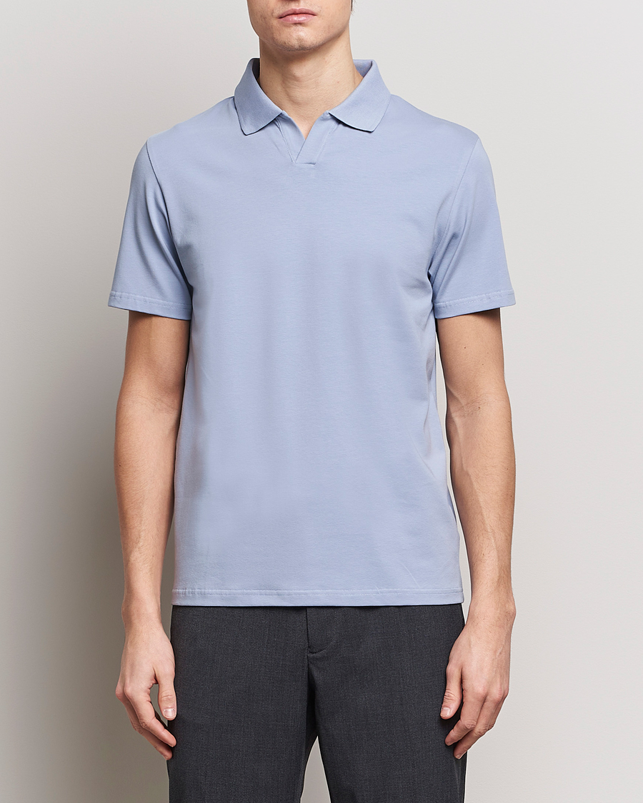 Men |  | Filippa K | Soft Lycra Polo T-Shirt Faded Blue