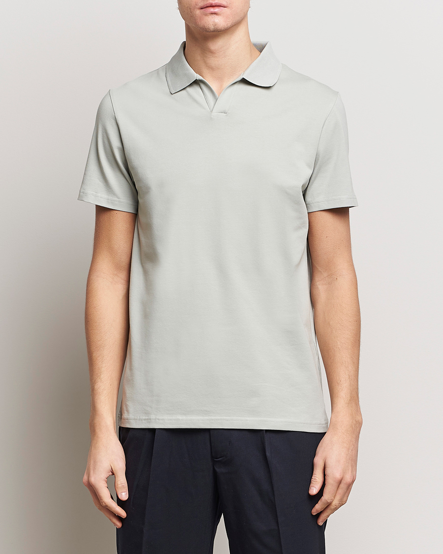 Men | Filippa K | Filippa K | Soft Lycra Polo T-Shirt Green Grey