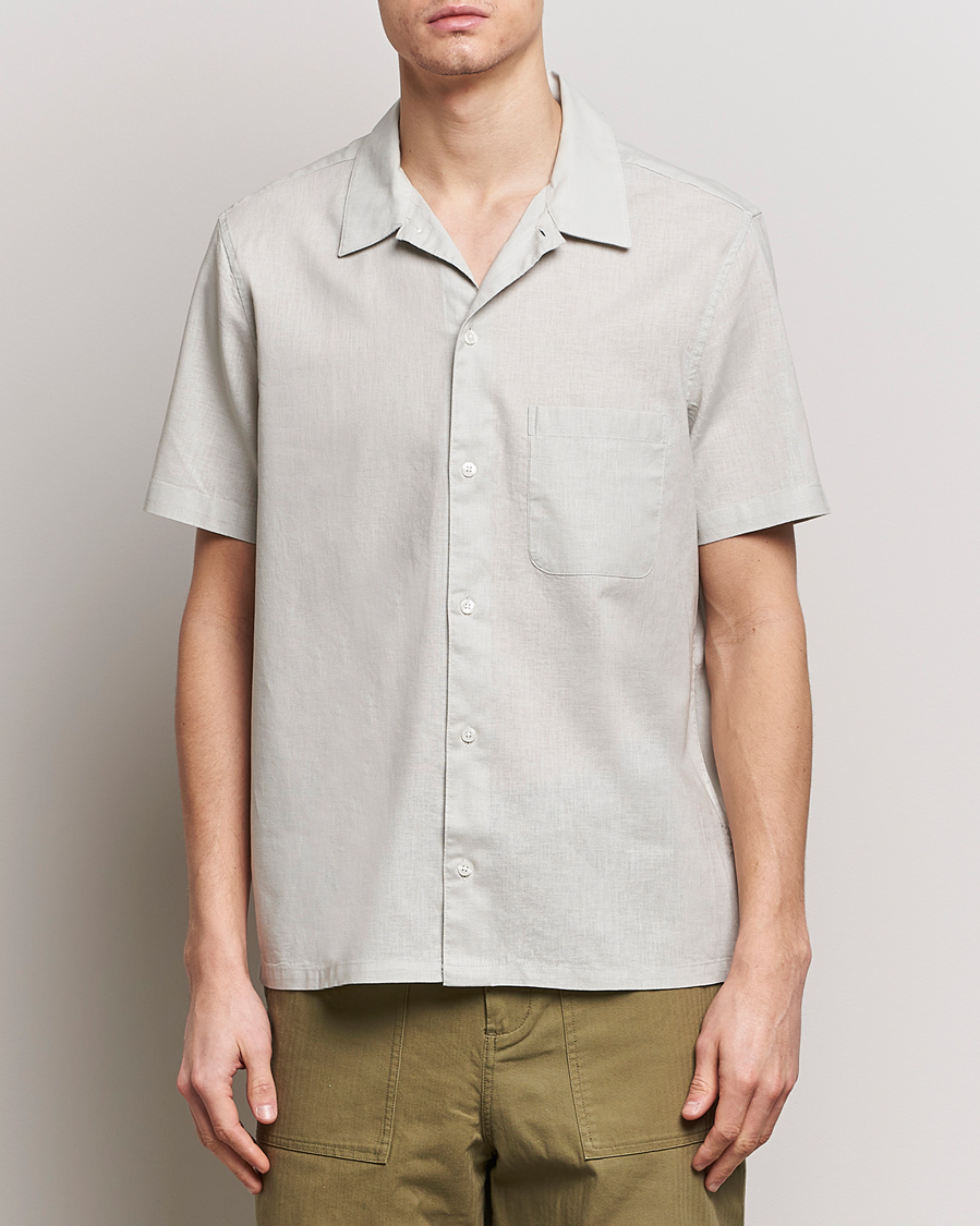Men | Clothing | Samsøe Samsøe | Avan Linen/Cotton Short Sleeve Shirt Moonstruck