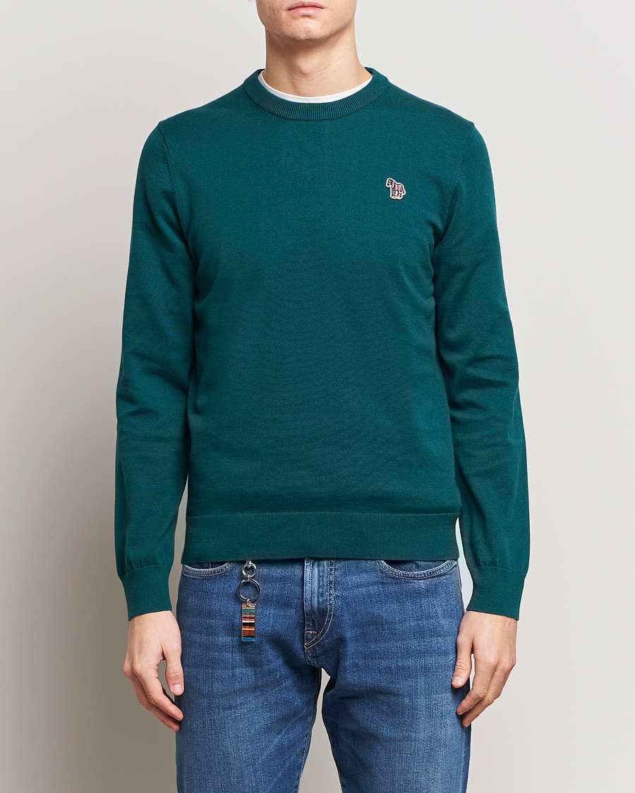 Men | PS Paul Smith | PS Paul Smith | Zebra Cotton Knitted Sweater Dark Green