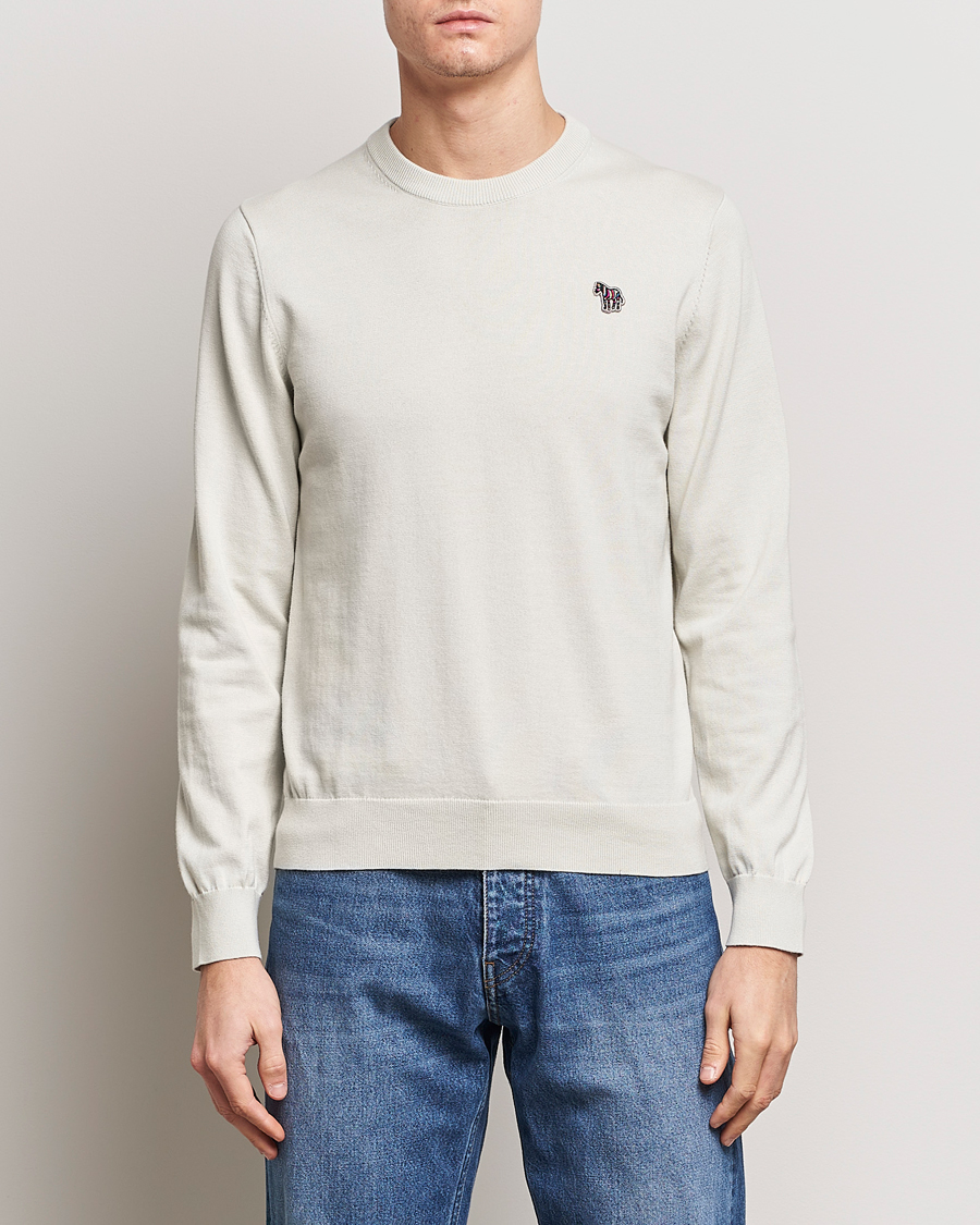 Men | Clothing | PS Paul Smith | Zebra Cotton Knitted Sweater Washed Grey