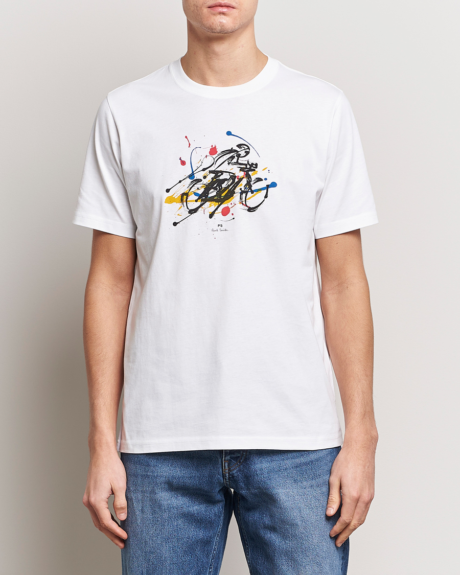 Men | Clothing | PS Paul Smith | Cyclist Crew Neck T-Shirt White