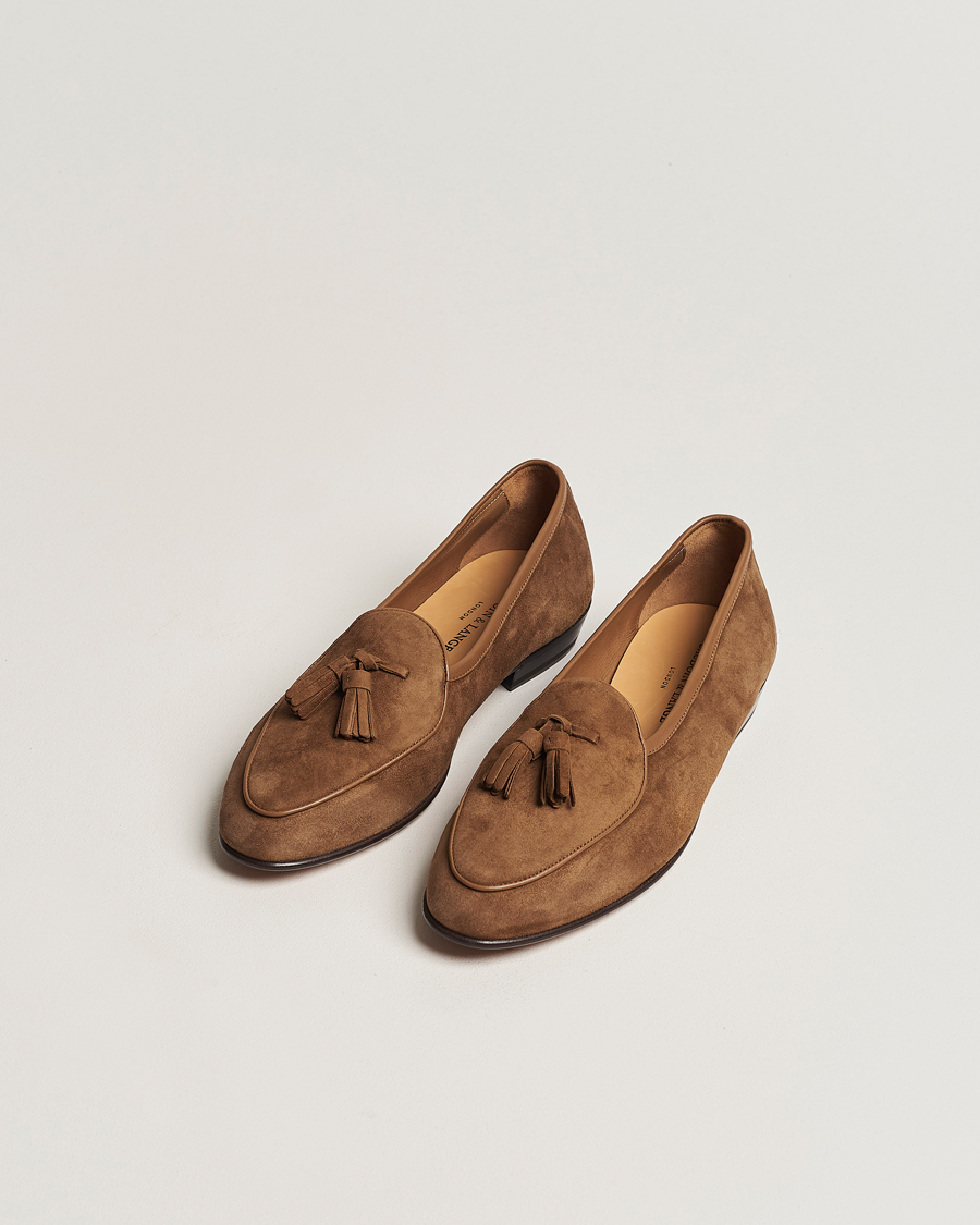 Men | Shoes | Baudoin & Lange | Sagan Classic Tassel Loafers Tan Suede