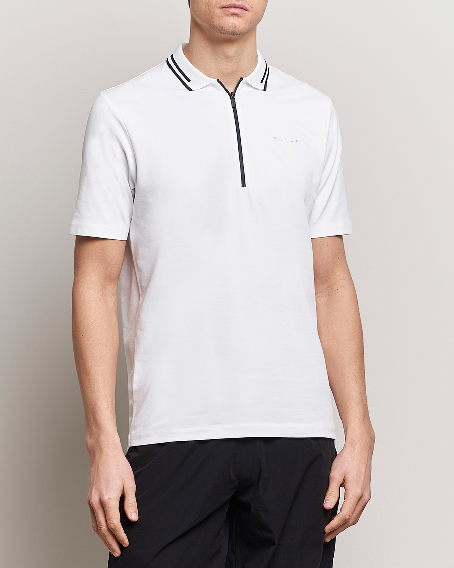 Men | Active | Falke Sport | Falke Zip Polo Shirt White