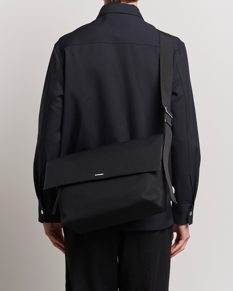 Men | Shoulder Bags | Jil Sander | Canvas/Leather Cross Body Bag Black