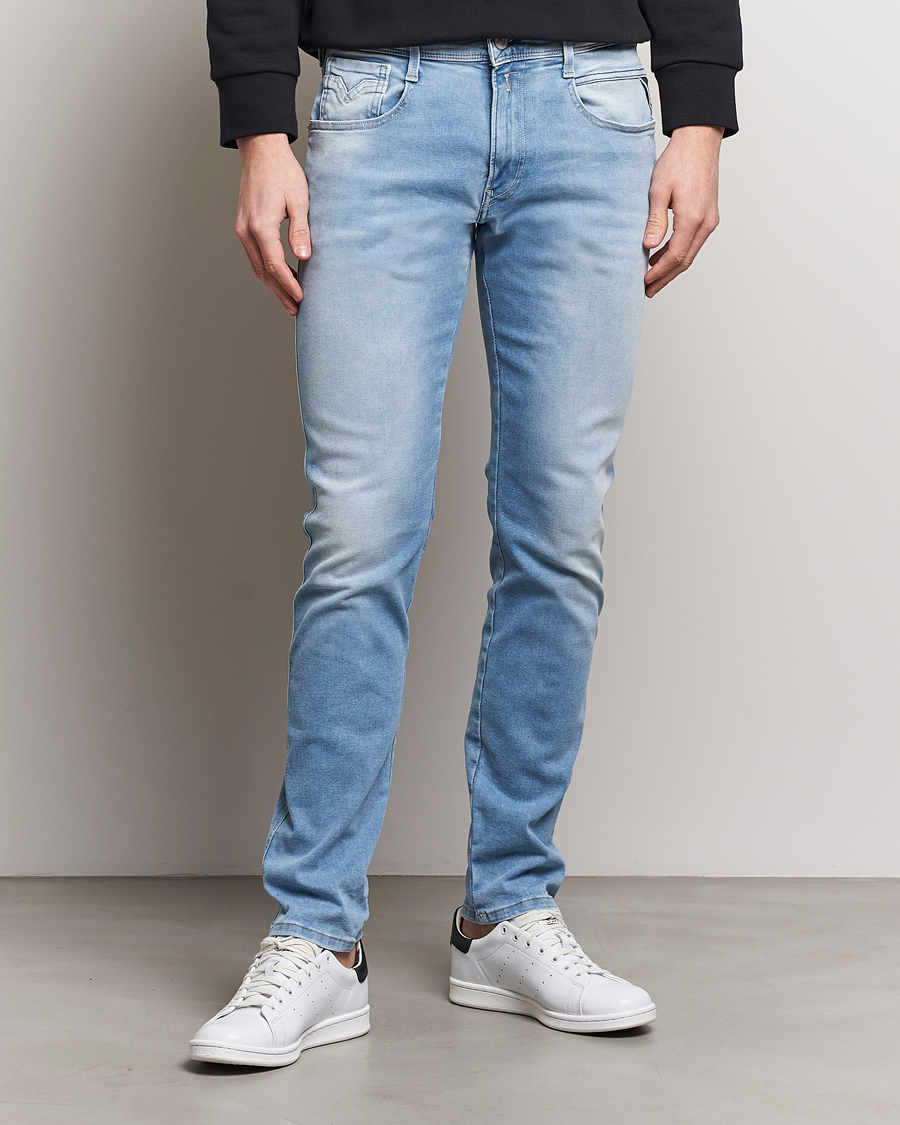 Men | Clothing | Replay | Anbass Hyperflex Re-Used Jeans Medium Blue