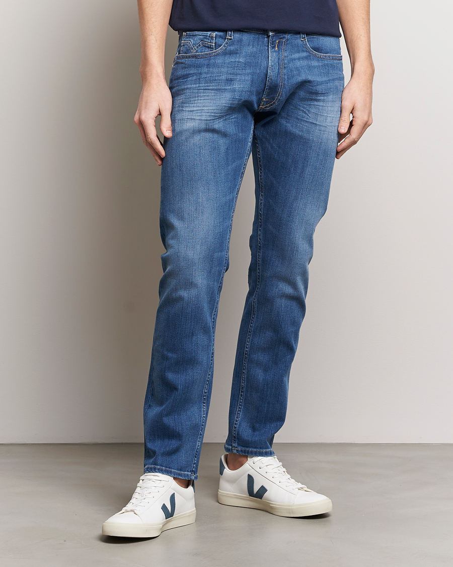 Men | Clothing | Replay | Rocco Regular Fit Stretch Jeans Medium Blue