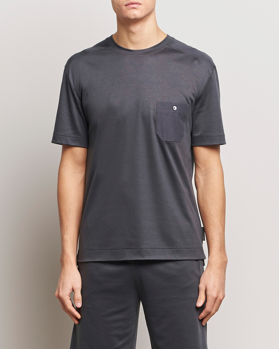 Men | Pyjama Tops | Zimmerli of Switzerland | Cotton/Modal Crew Neck Loungwear T-Shirt Phantom