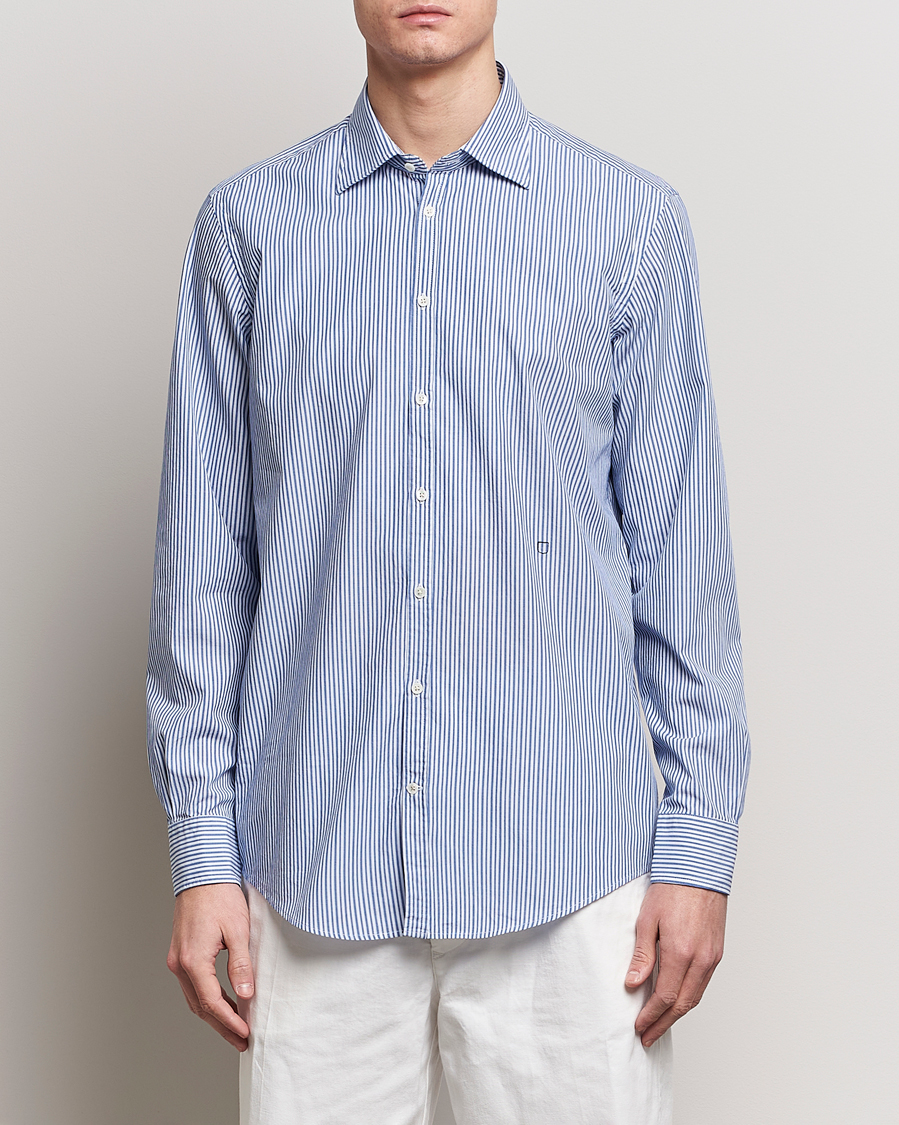 Men | Massimo Alba | Massimo Alba | Genova Striped Cotton Shirt Blue Stripes