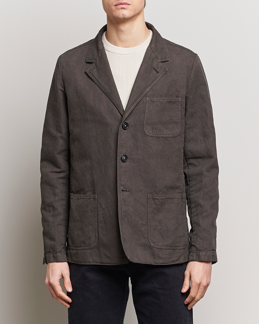 Homme | Italian Department | Massimo Alba | Baglietto Washed Cotton Work Jacket Dark Brown