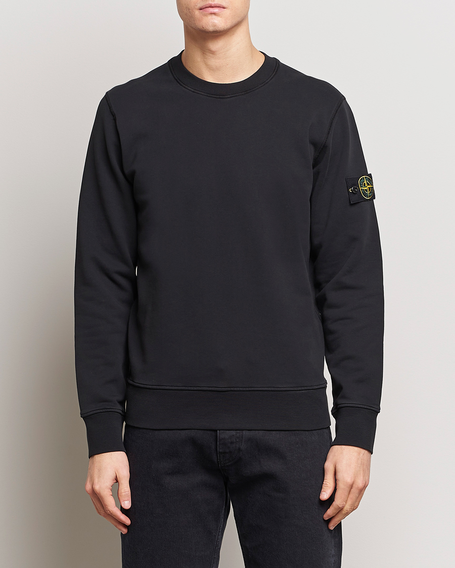 Men | Stone Island | Stone Island | Garment Dyed Cotton Sweatshirt Black