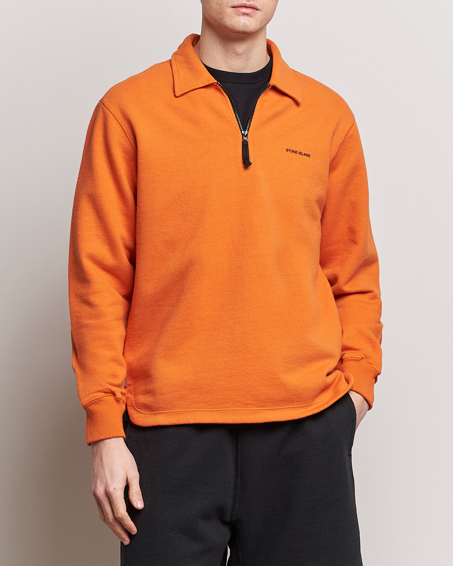Homme | Stone Island | Stone Island | Heavy Cotton Fleece Half Zip Sweatshirt Orange