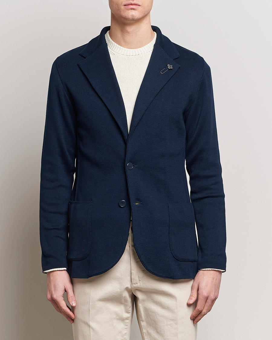 Men | Lardini | Lardini | Knitted Cotton Blazer Navy