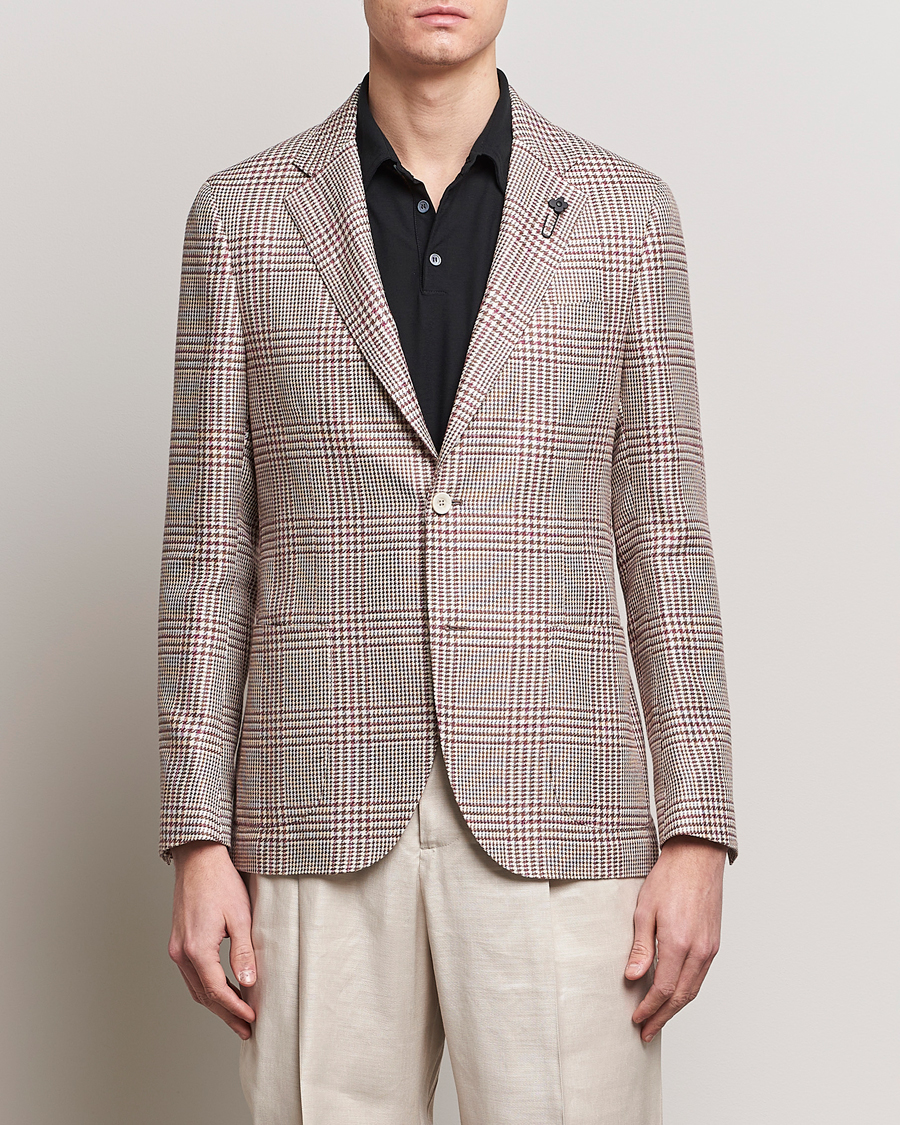 Men | Formal Wear | Lardini | Checked Cotton/Linen Patch Pocket Blazer Beige