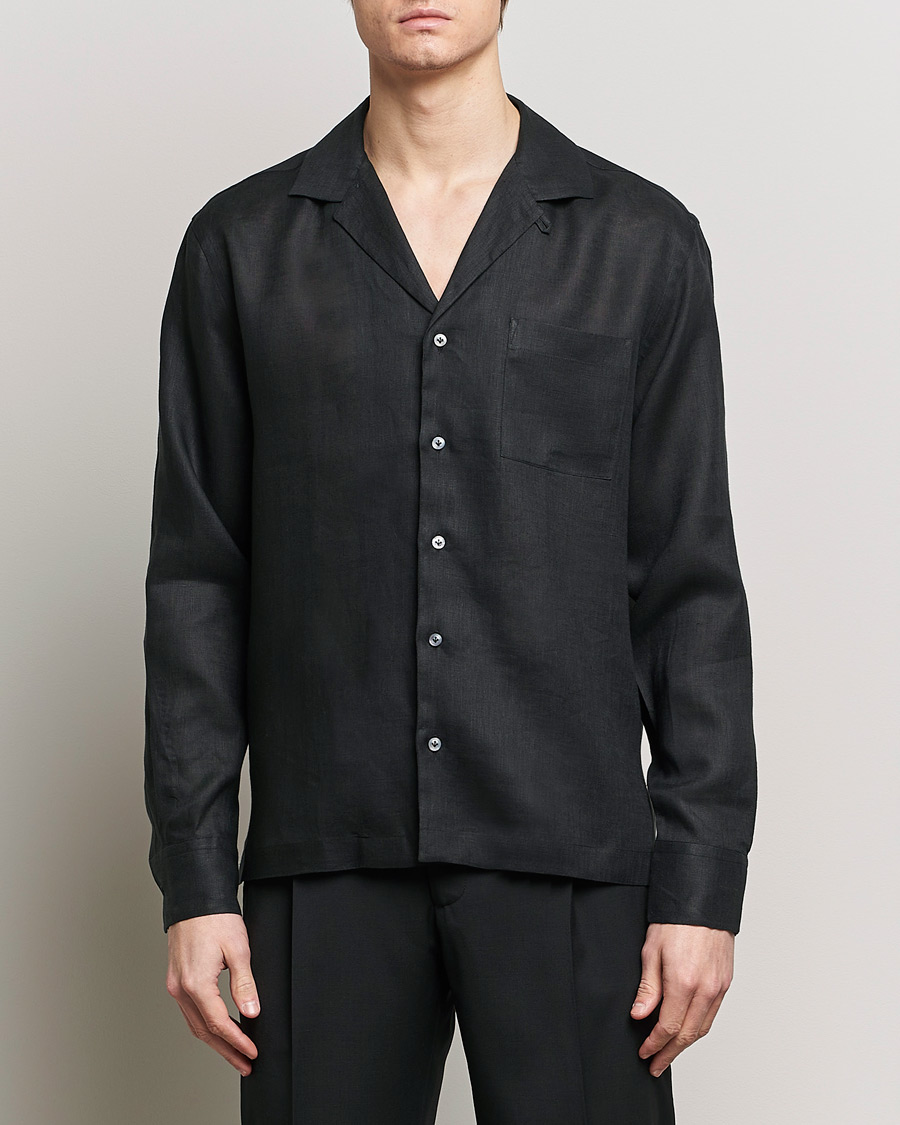 Men | Lardini | Lardini | Klop Linen Shirt Black