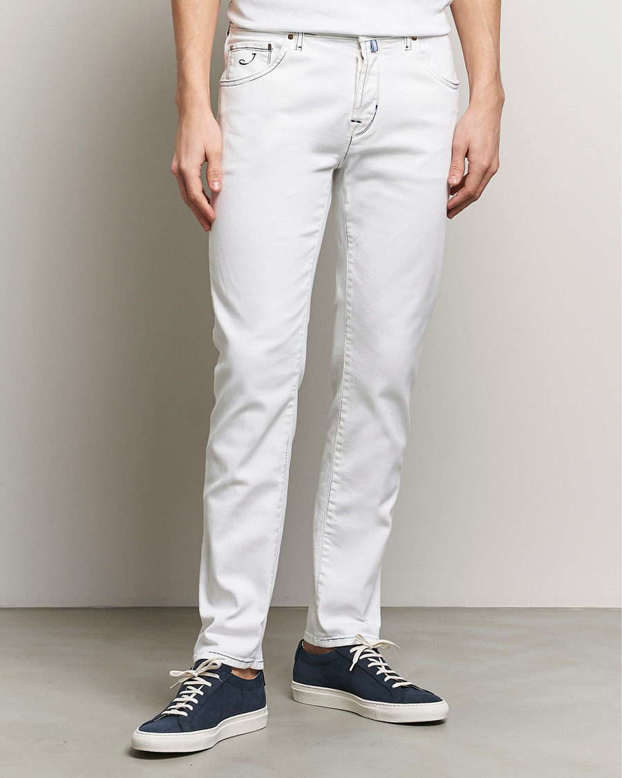 Men | White jeans | Jacob Cohën | Scott Portofino Slim Fit Stretch Jeans White