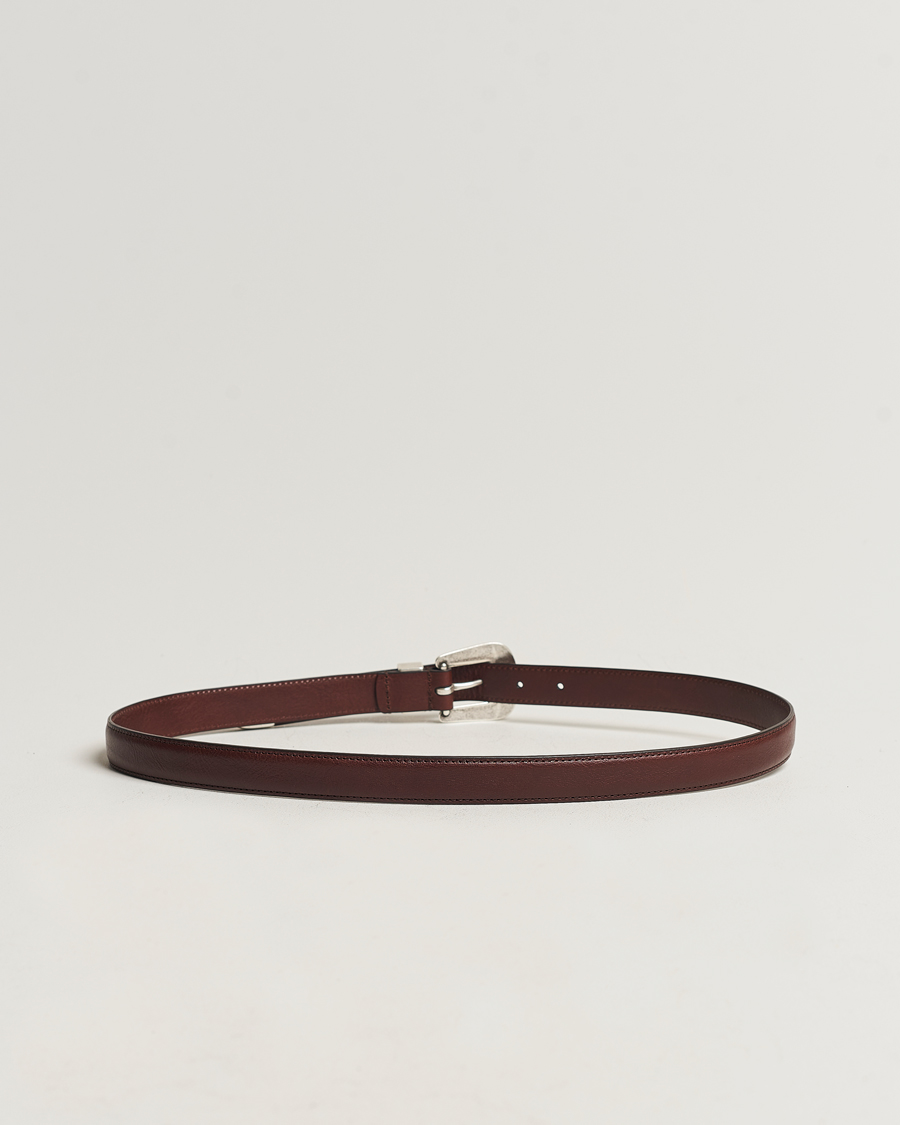 Men | Anderson's | Anderson's | Grained Western Leather Belt 2,5 cm Dark Brown