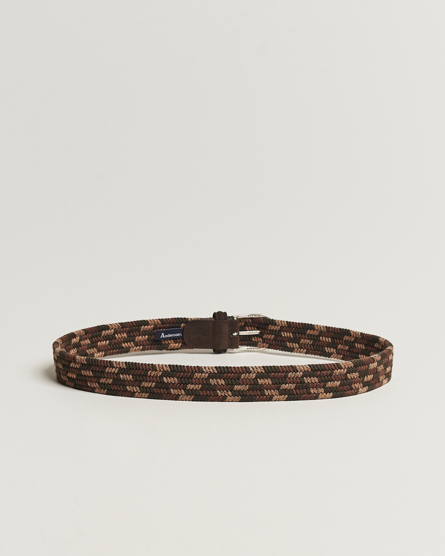 Homme | Italian Department | Anderson\'s | Braided Wool Belt Dark Brown
