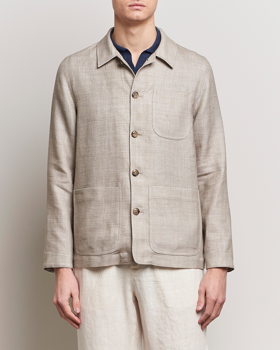 Men | Italian Department | Altea | Wool/Linen Chore Jacket Light Beige